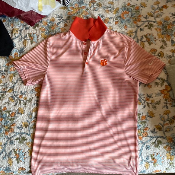 Mens Clemson orange and white stripped Nike golf polo - Picture 1 of 8